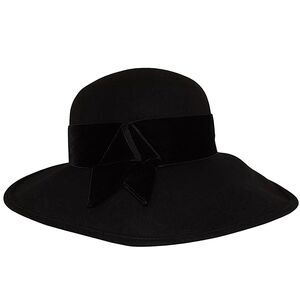 Vintage Next Originals Women's Wide Brim Velvet Bow Wool Hat Made In U.K.